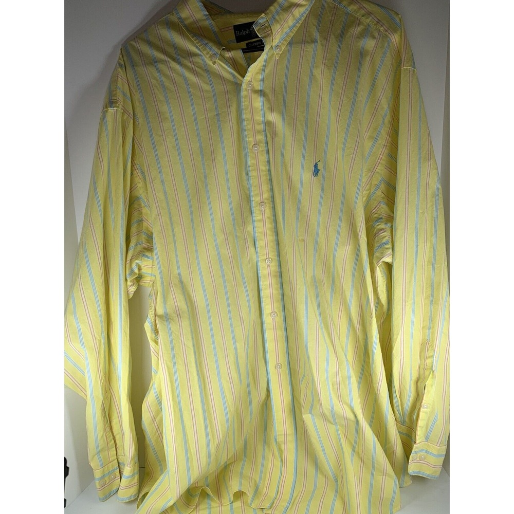 Polo Ralph Lauren Long Sleeve Button Up Easter Shirt Yellow Small Spot See Pic‎